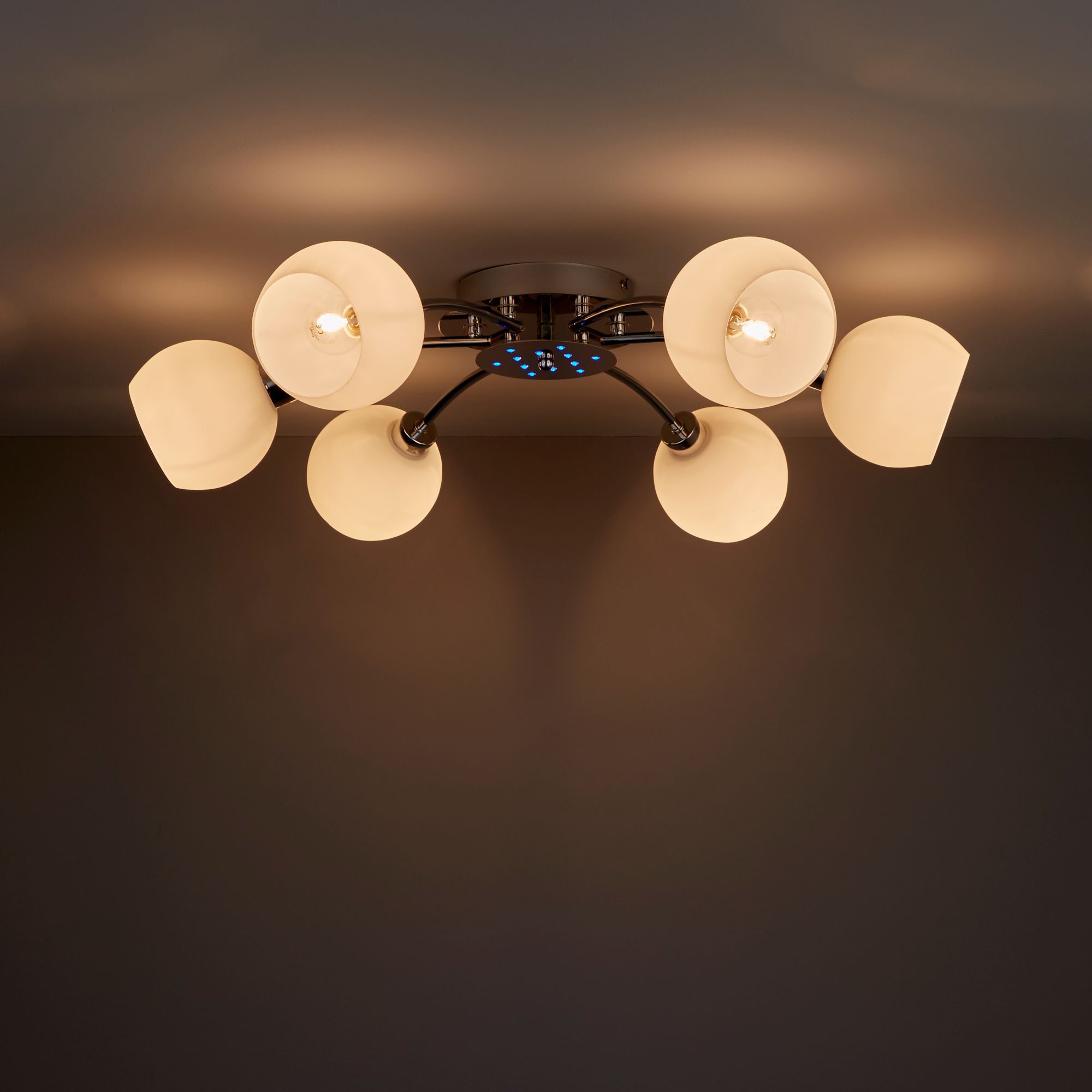 Colours Vacuna Glass & metal Chrome effect 6 Lamp Ceiling light