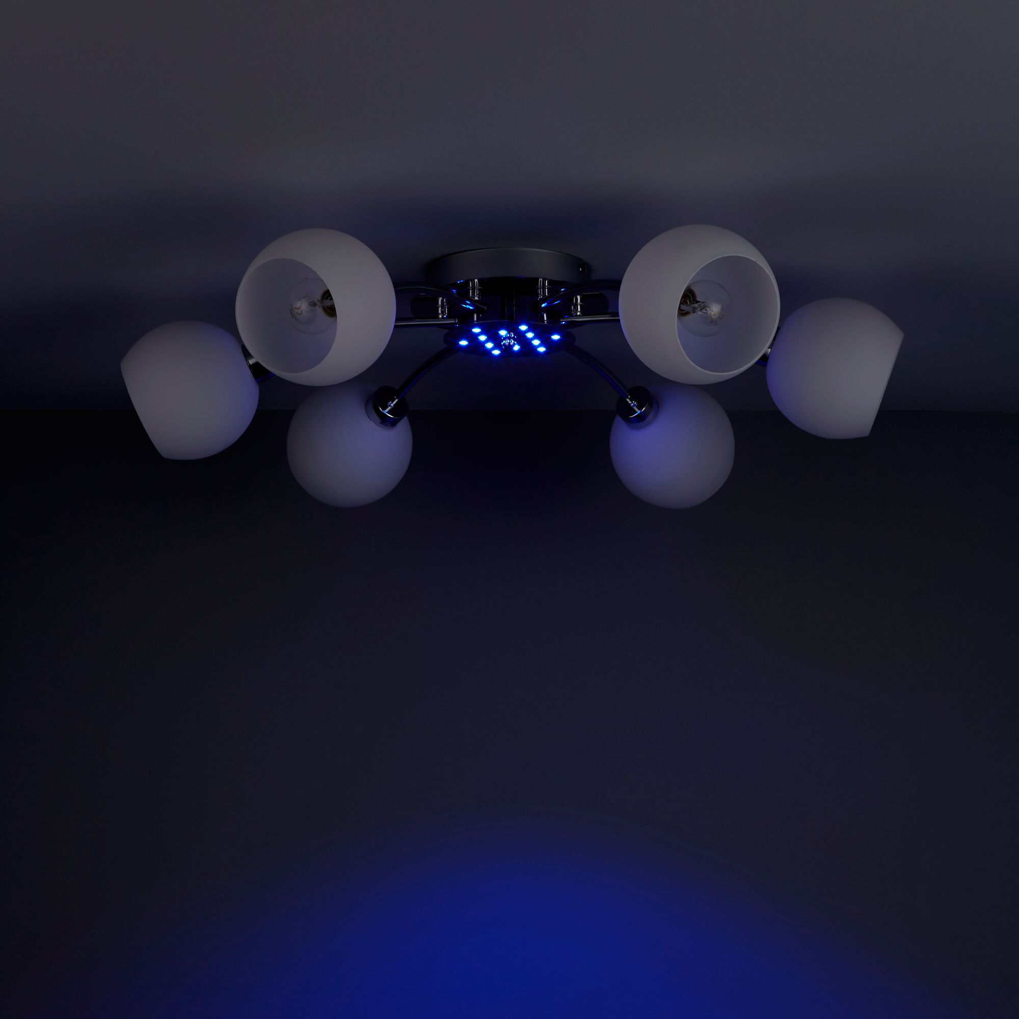 Colours Vacuna Glass & metal Chrome effect 6 Lamp Ceiling light