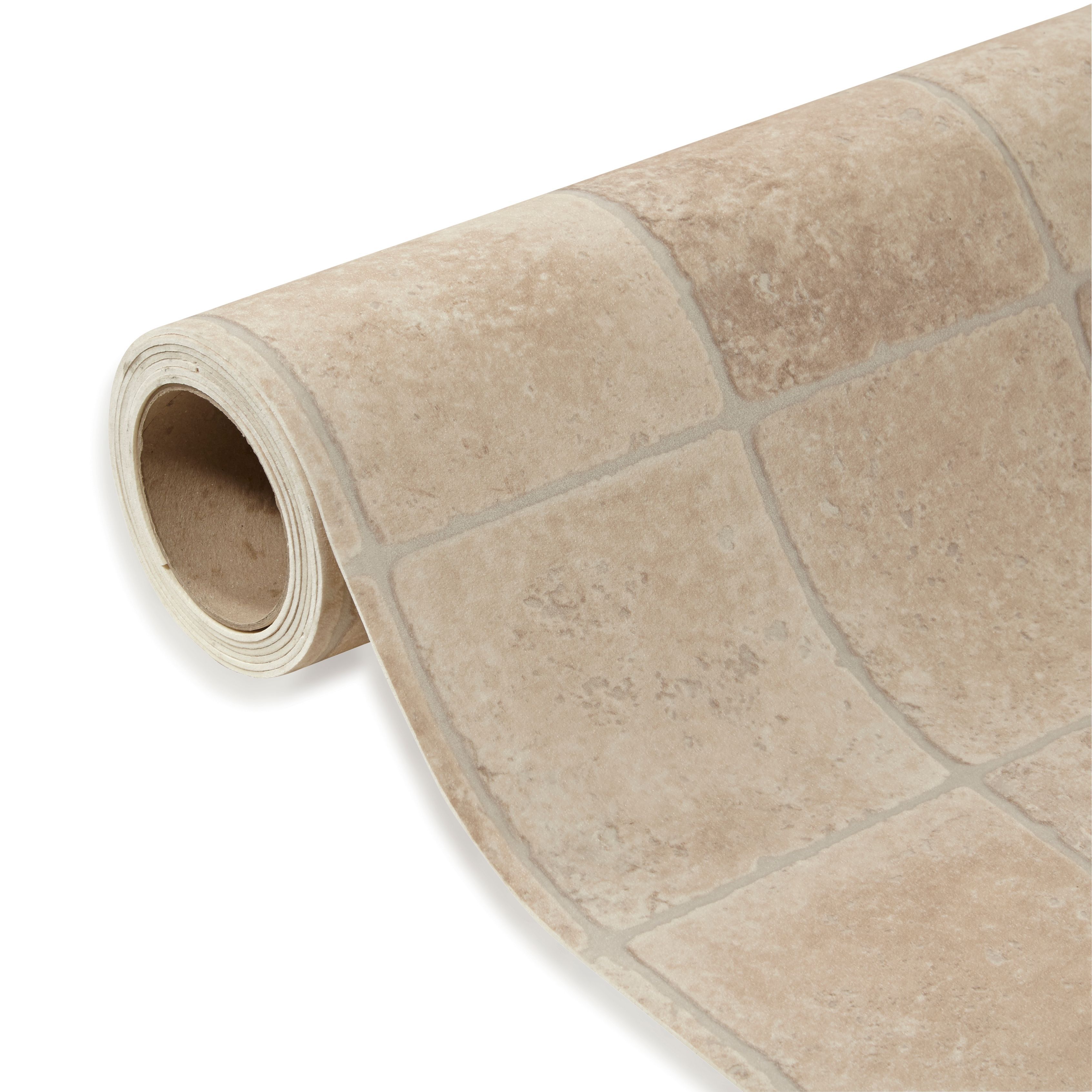 Colours Valiha Beige Tile effect Vinyl flooring, 6m²