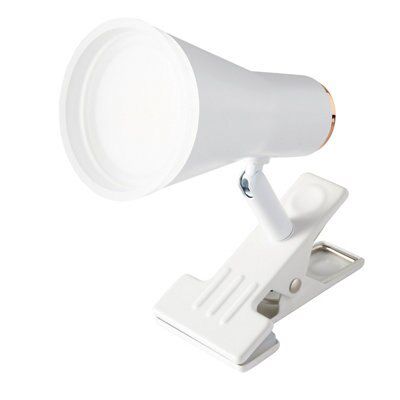 Colours Vaughan Satin White Clip-on desk lamp