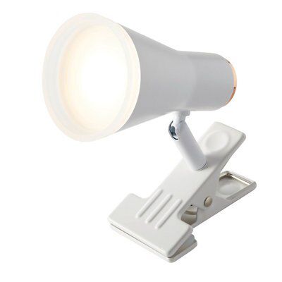 Colours Vaughan Satin White Clip-on desk lamp