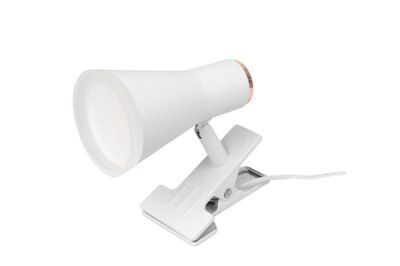 Colours Vaughan Satin White Clip-on desk lamp