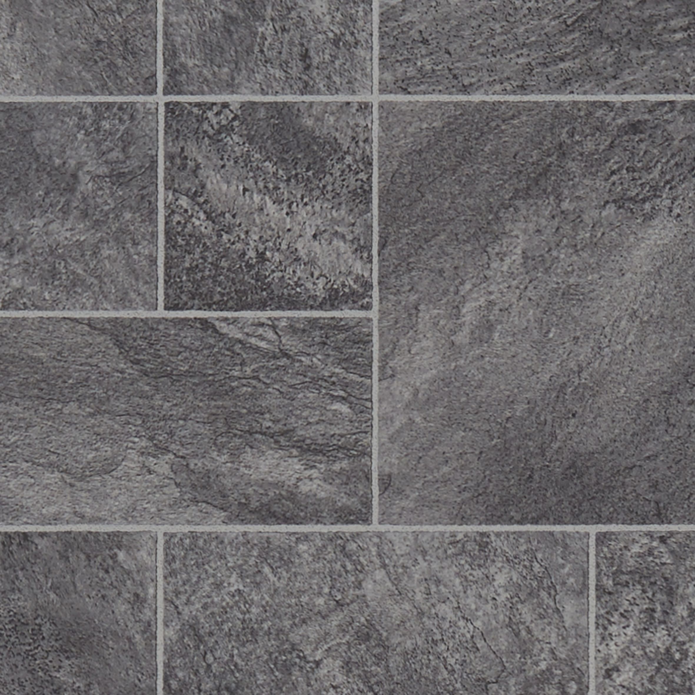 Colours Vienona Grey Stone tile effect Vinyl flooring