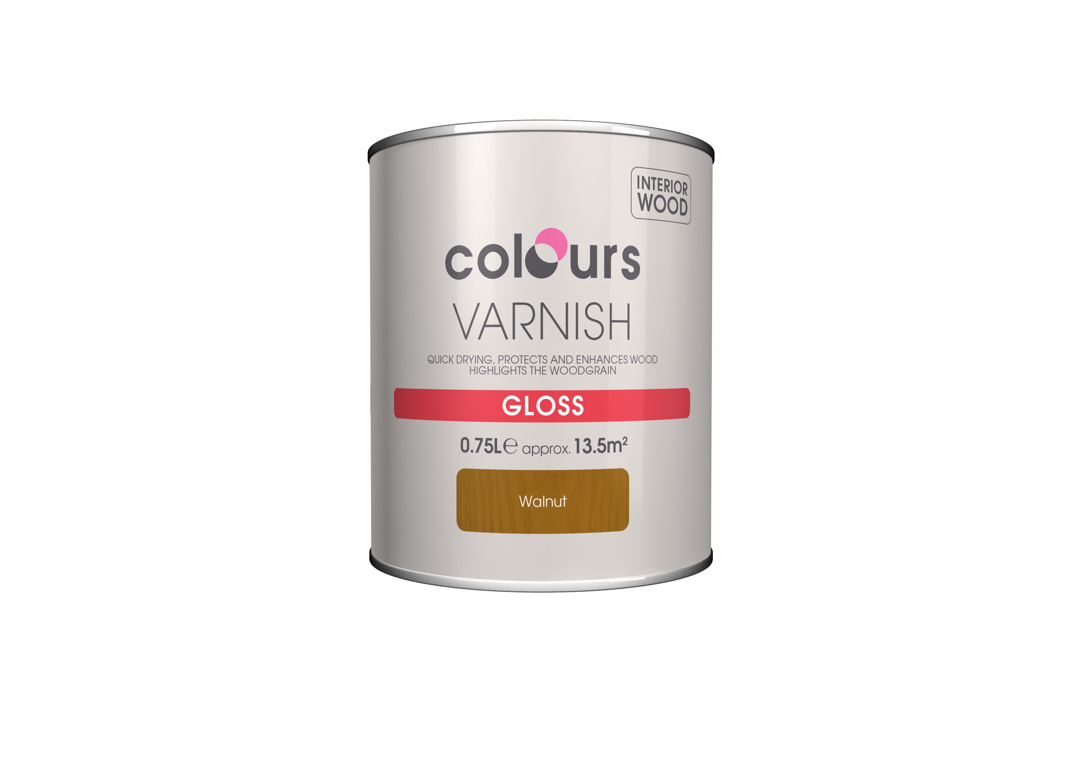 Colours Walnut Gloss Wood varnish, 0.75L | DIY at B&Q