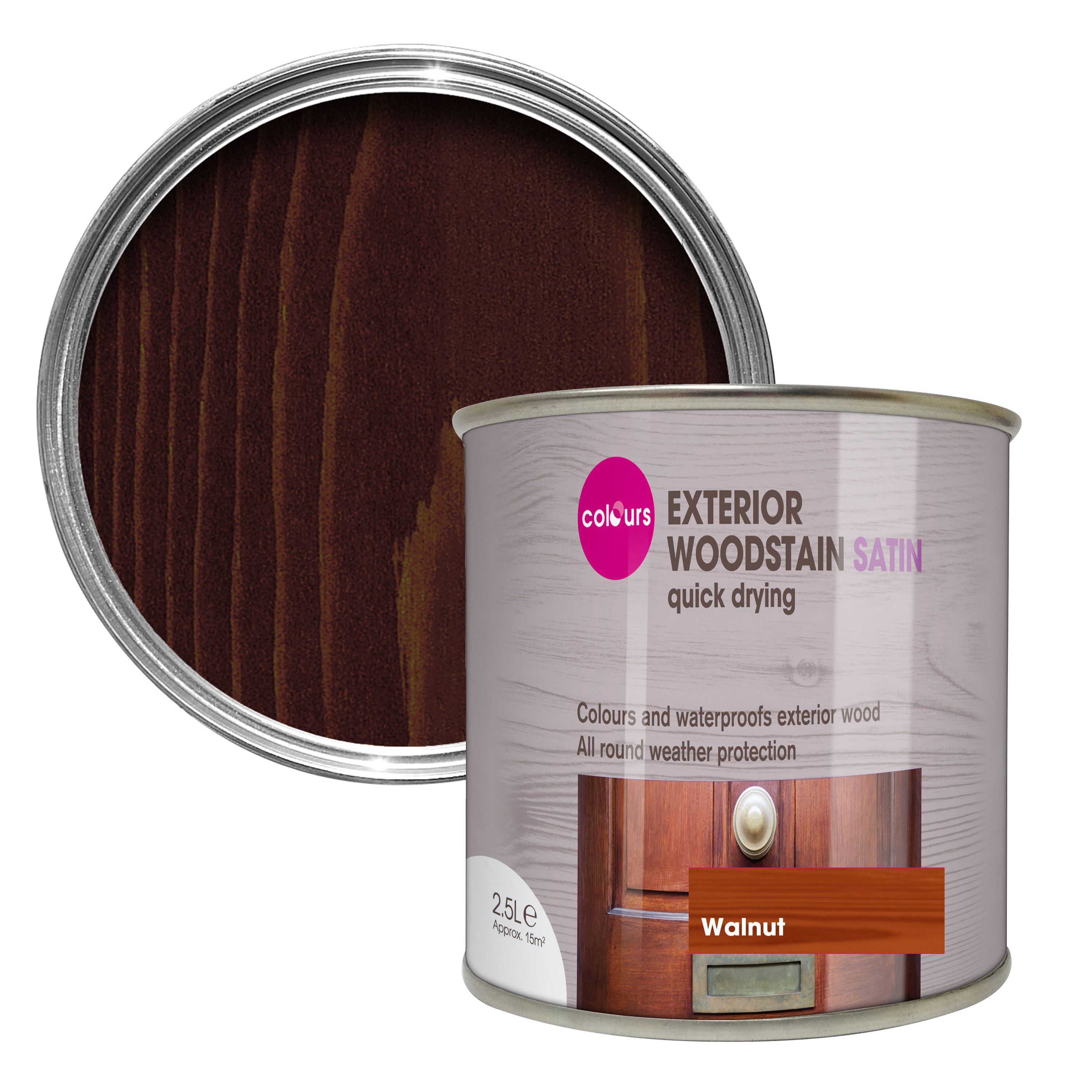 Colours Walnut Satin Doors Windows Wood Stain 2 5l Diy At B Q