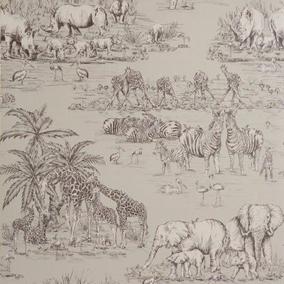 Colours Watering hole Taupe Metallic effect Animal safari Smooth Wallpaper