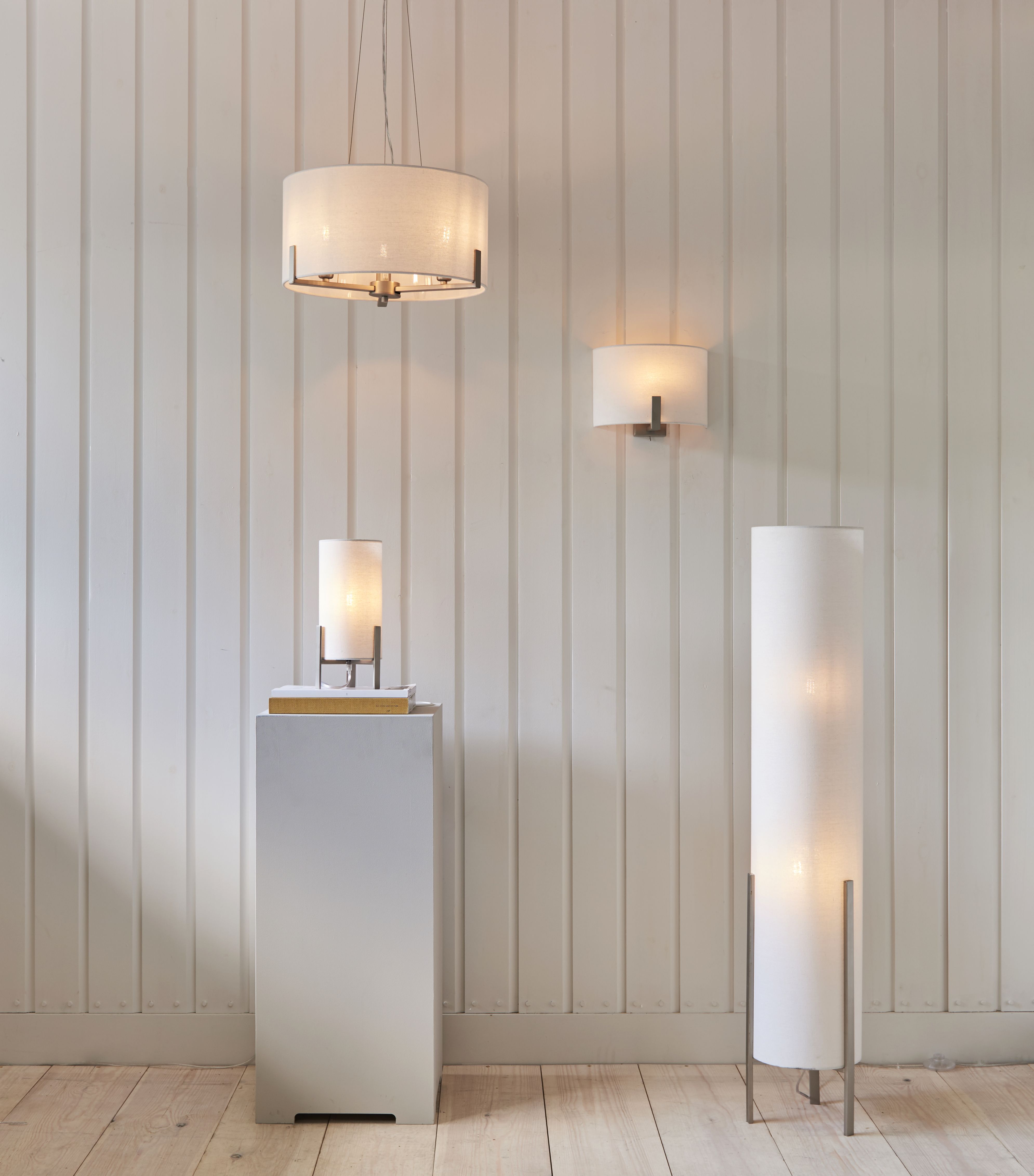 Colours Westbourne Matt Ivory Nickel effect Table lamp
