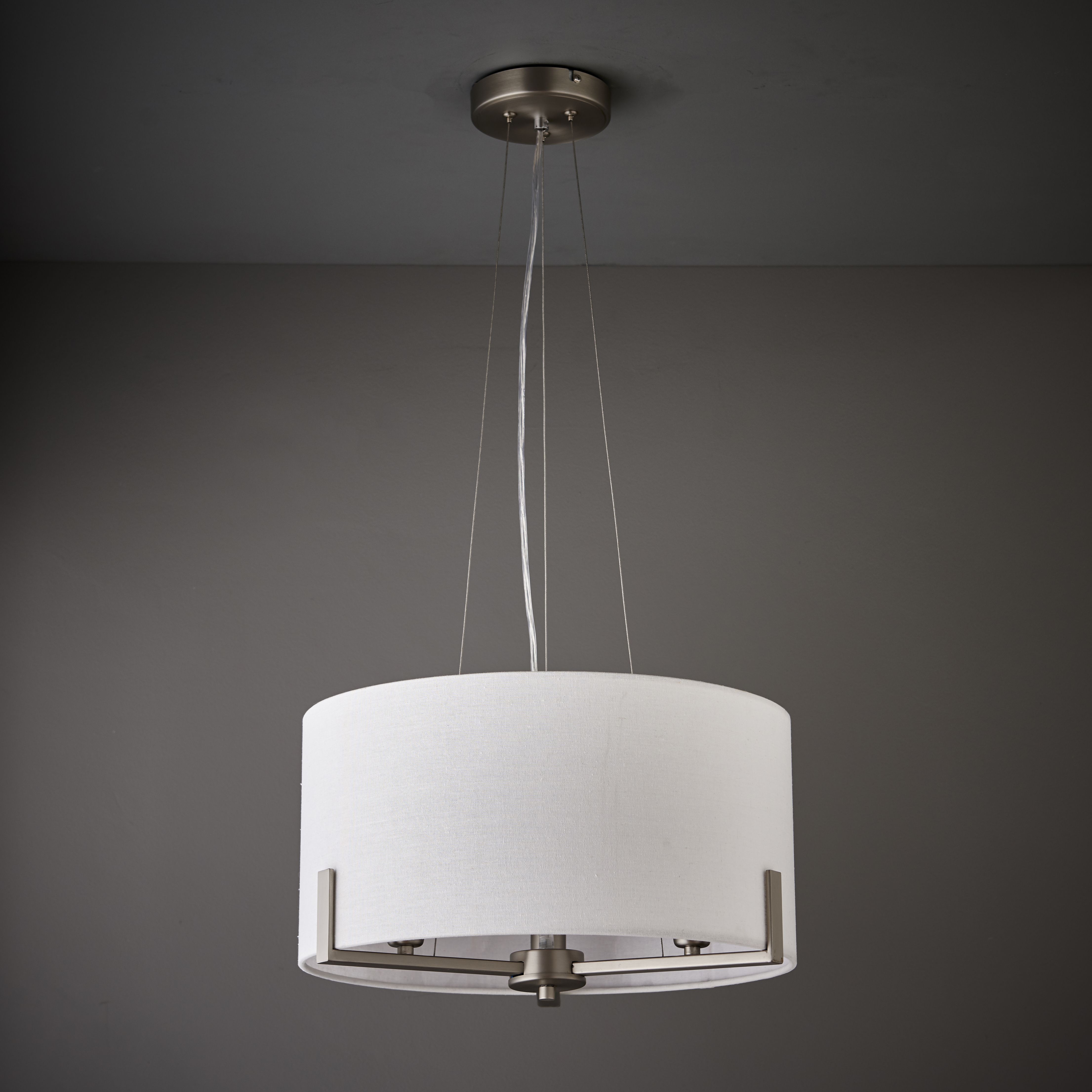 Colours Westbourne Pendant Matt Faux linen & steel Nickel effect 3 Lamp Ceiling light