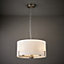 Colours Westbourne Pendant Matt Faux linen & steel Nickel effect 3 Lamp Ceiling light
