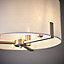 Colours Westbourne Pendant Matt Faux linen & steel Nickel effect 3 Lamp Ceiling light