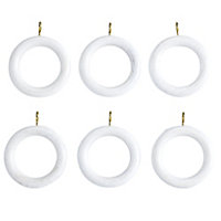 Colours White Curtain ring (Dia)28mm, Pack of 6