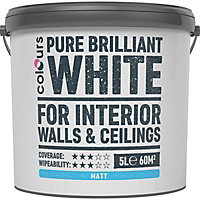 Colours White Matt Emulsion paint, 0.01L