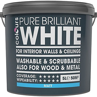Colours White Matt Emulsion Paint 0 01l Diy At B Q - White Paint For Walls Washable