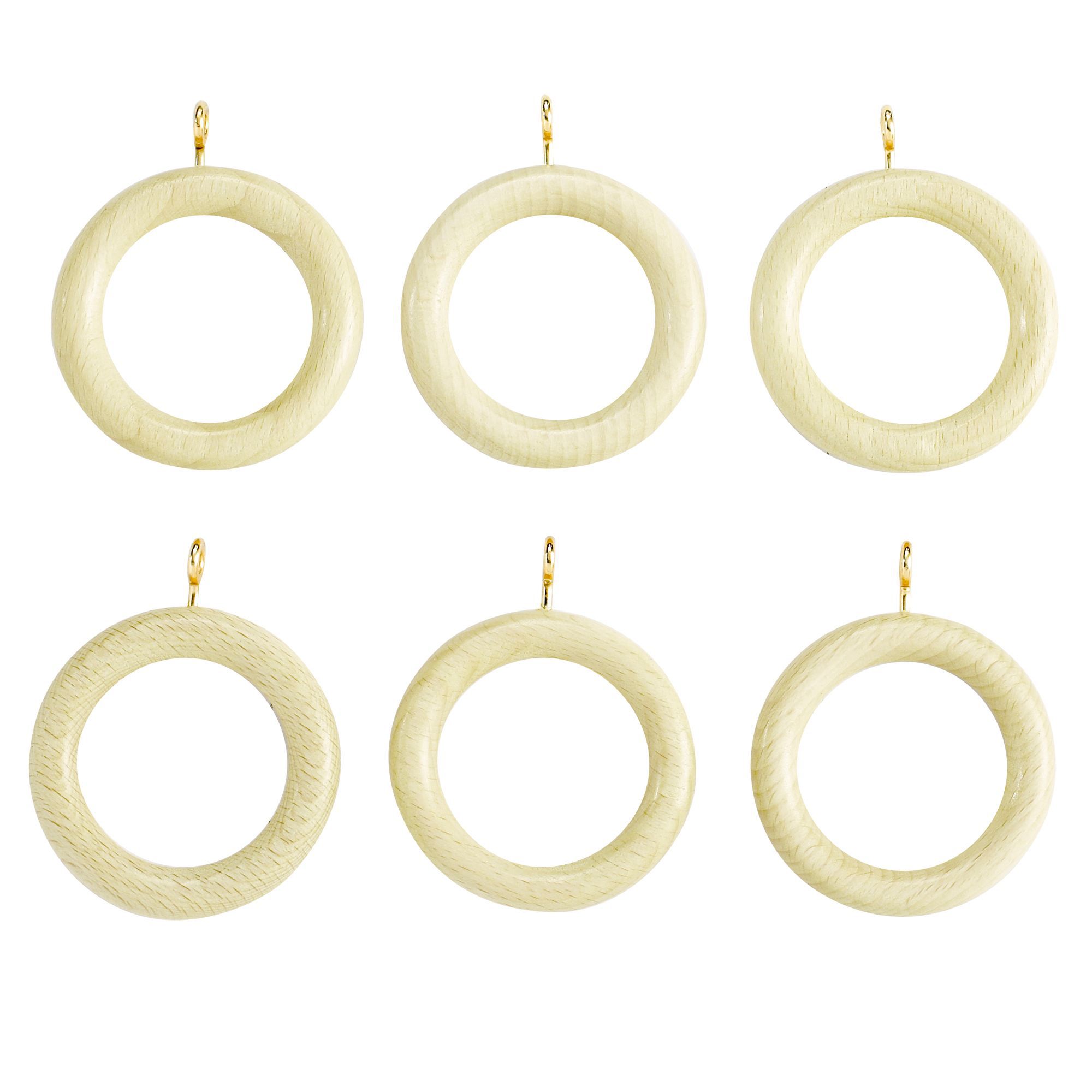 Colours White wash Curtain ring (Dia)35mm, Pack of 6 | DIY at B&Q