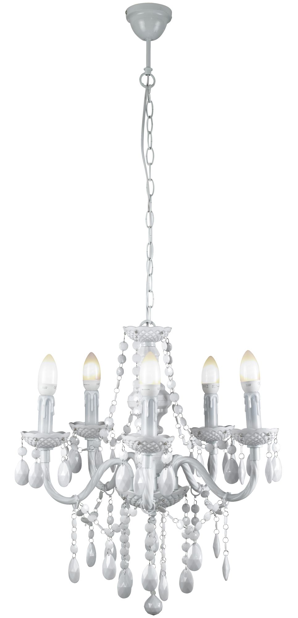 Colours Wickham Pendant Metal & plastic White 5 Lamp Ceiling light