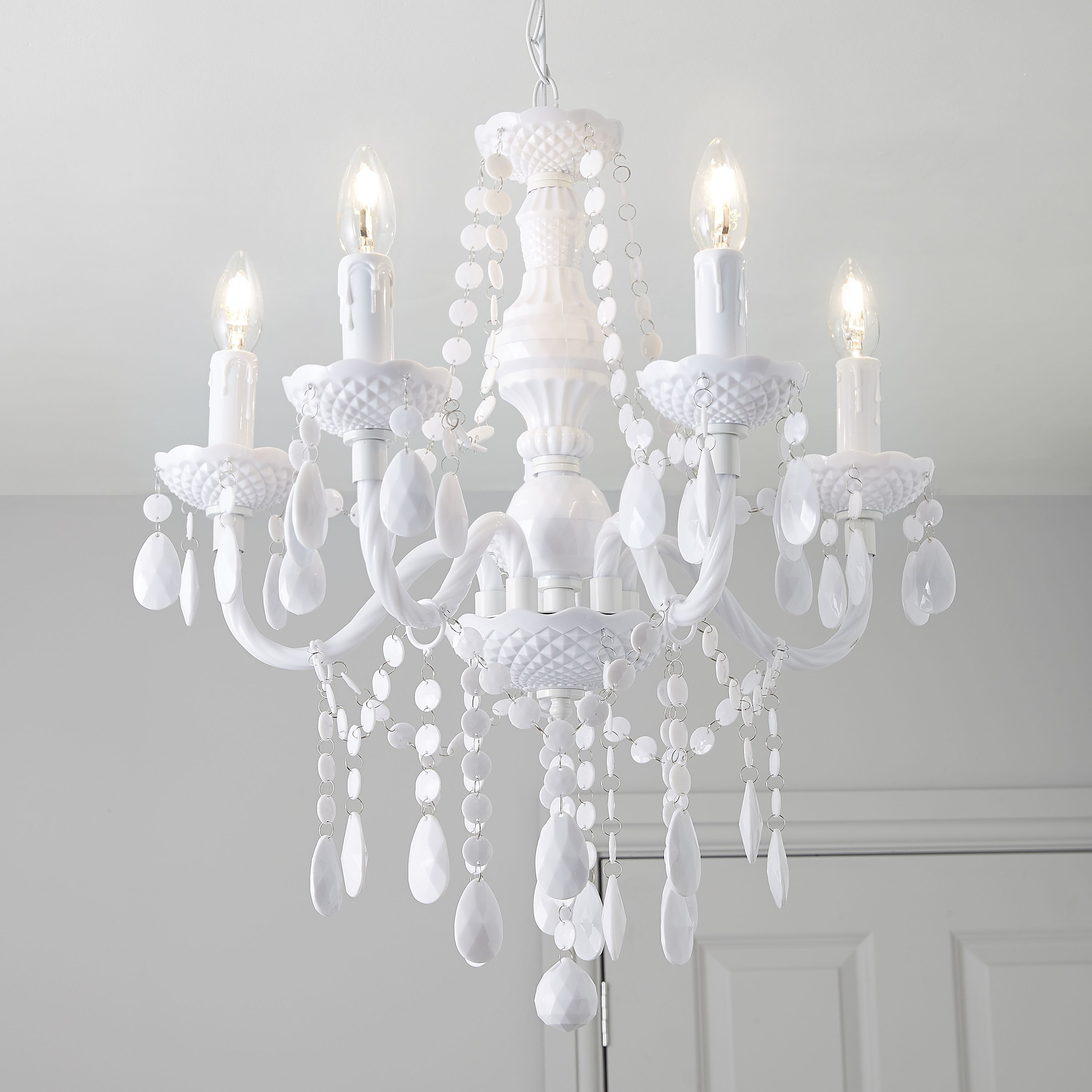 Colours Wickham Pendant Metal & plastic White 5 Lamp Ceiling light
