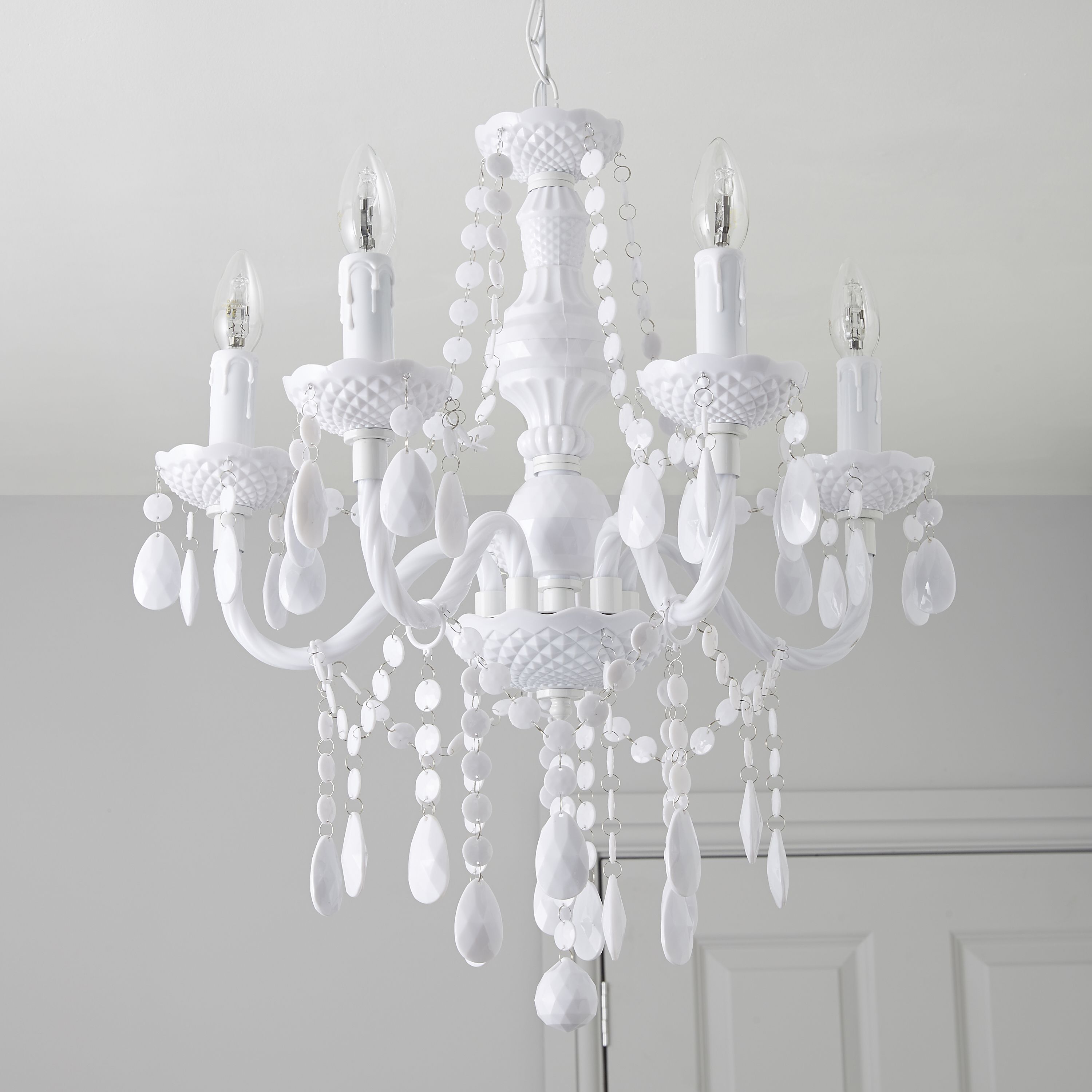 Colours Wickham Pendant Metal & plastic White 5 Lamp Ceiling light