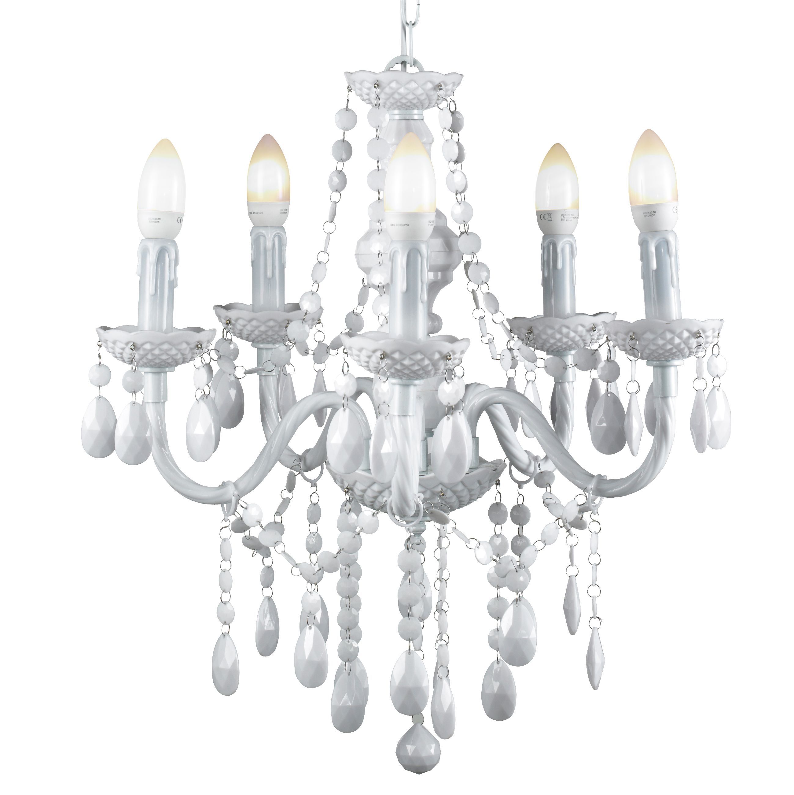 Colours Wickham Pendant Metal & plastic White 5 Lamp Ceiling light