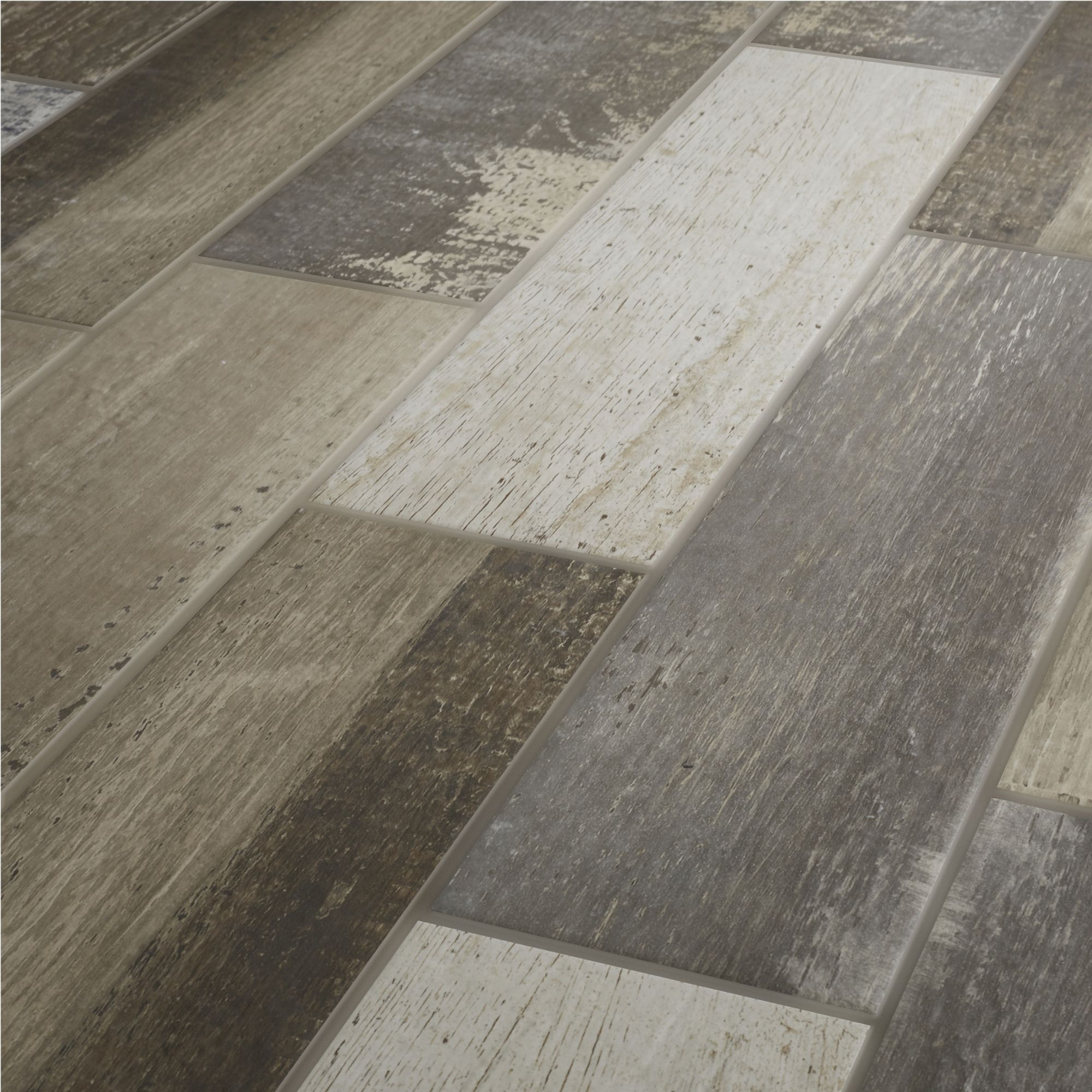 Colours Worn wood Natural Matt Wood effect Textured Porcelain Indoor Wall & floor Tile - 5