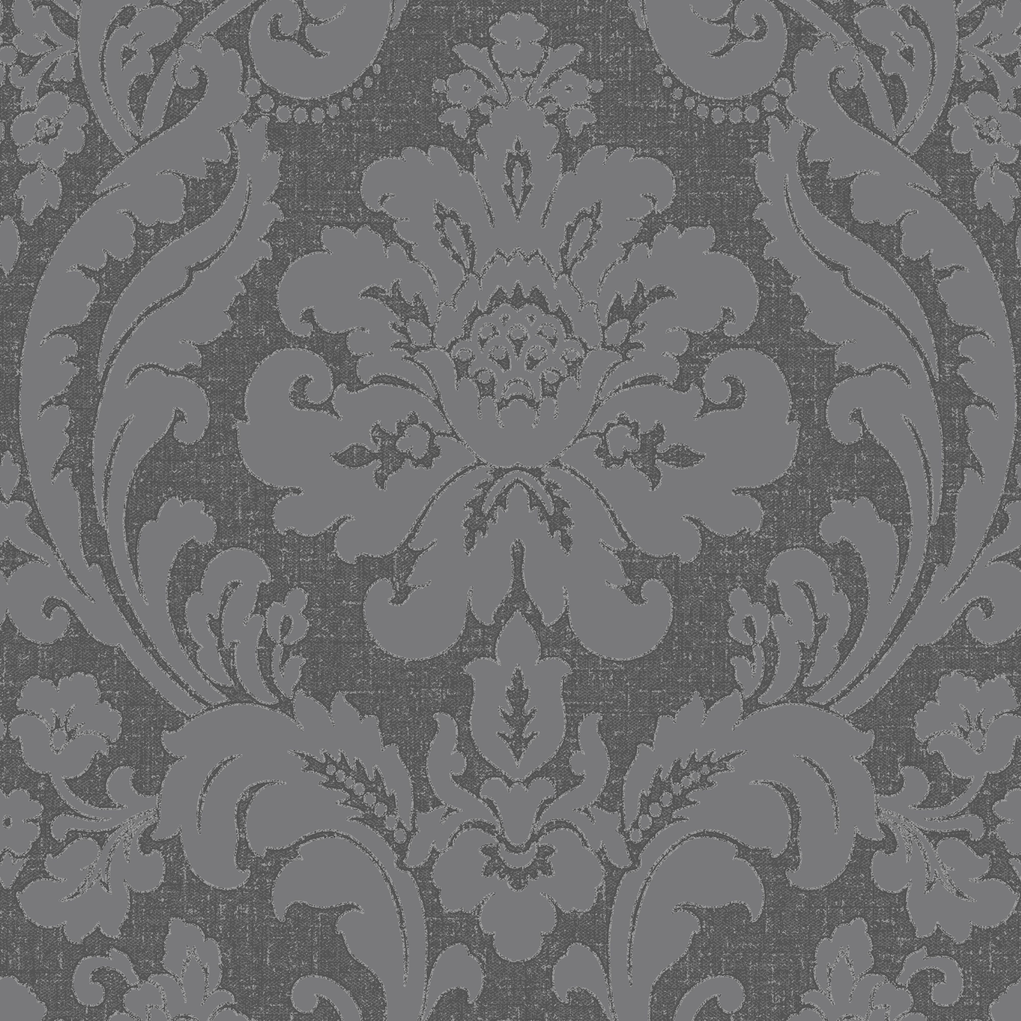 Colours Zara Charcoal Glitter effect Damask Embossed Wallpaper