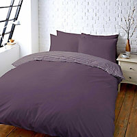 Colours Zen Plain & striped Blueberry King Bedding set