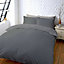 Colours Zen Plain & striped Grey Double Bedding set