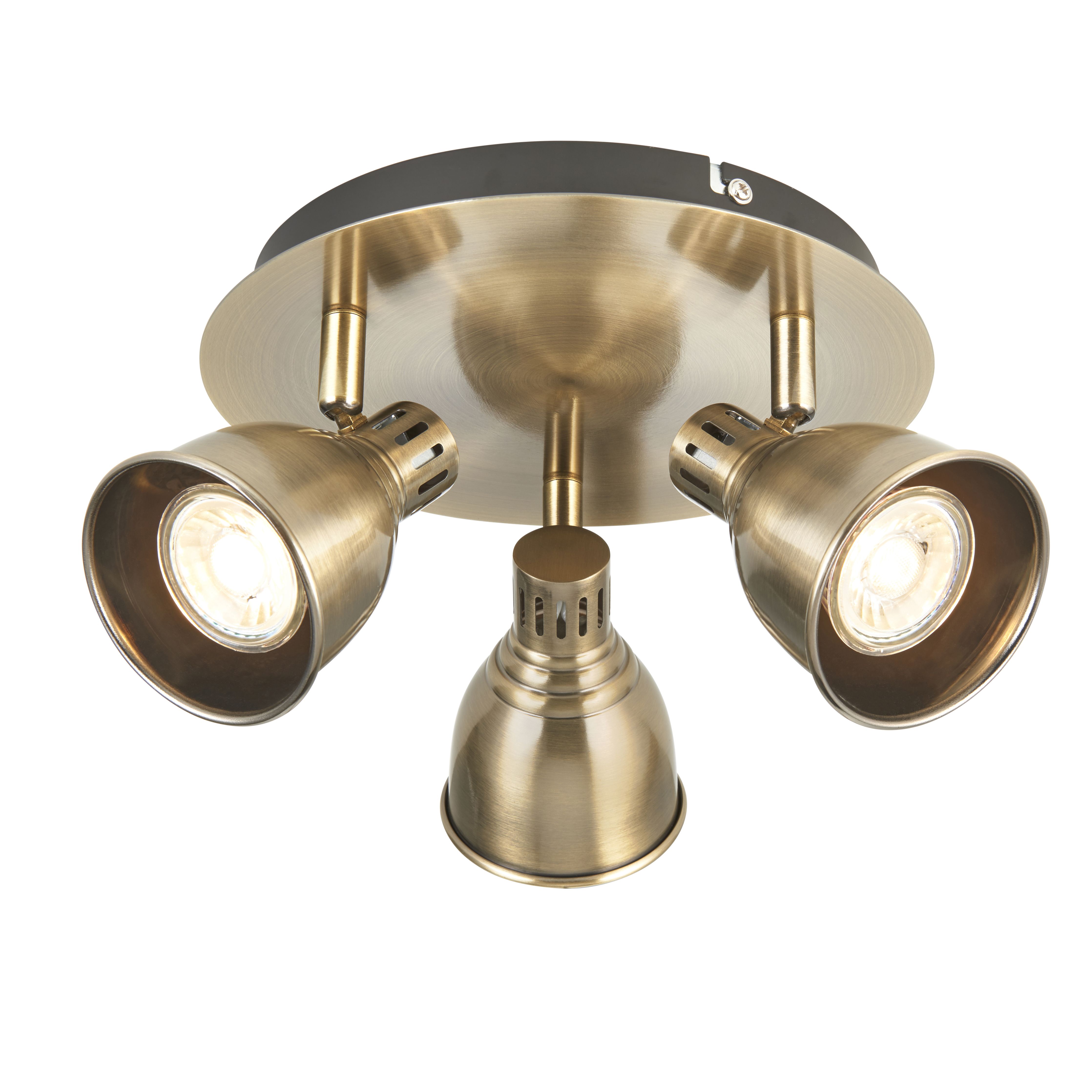 Colson Antique brass effect 3 Light Spotlight