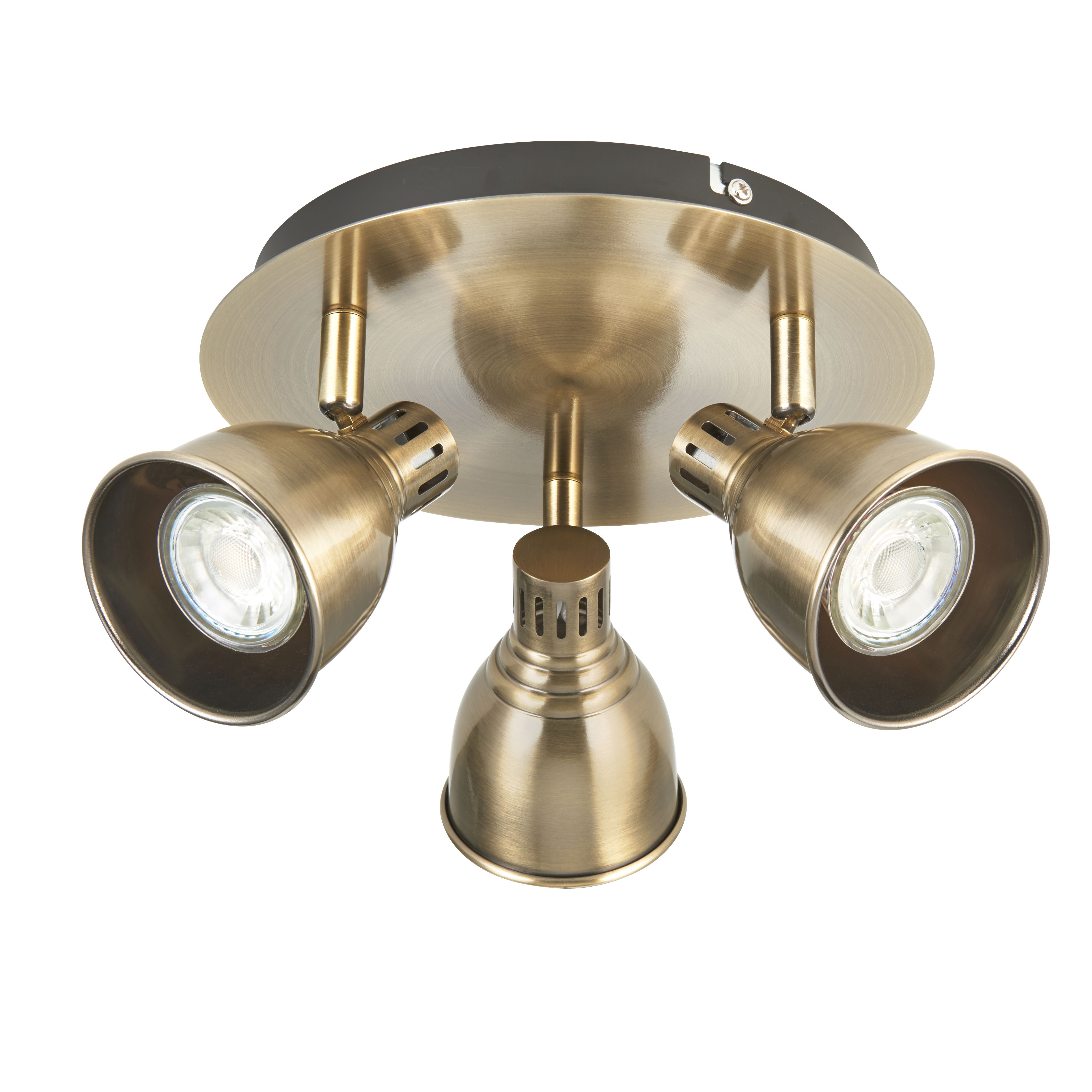 Colson Antique brass effect 3 Light Spotlight