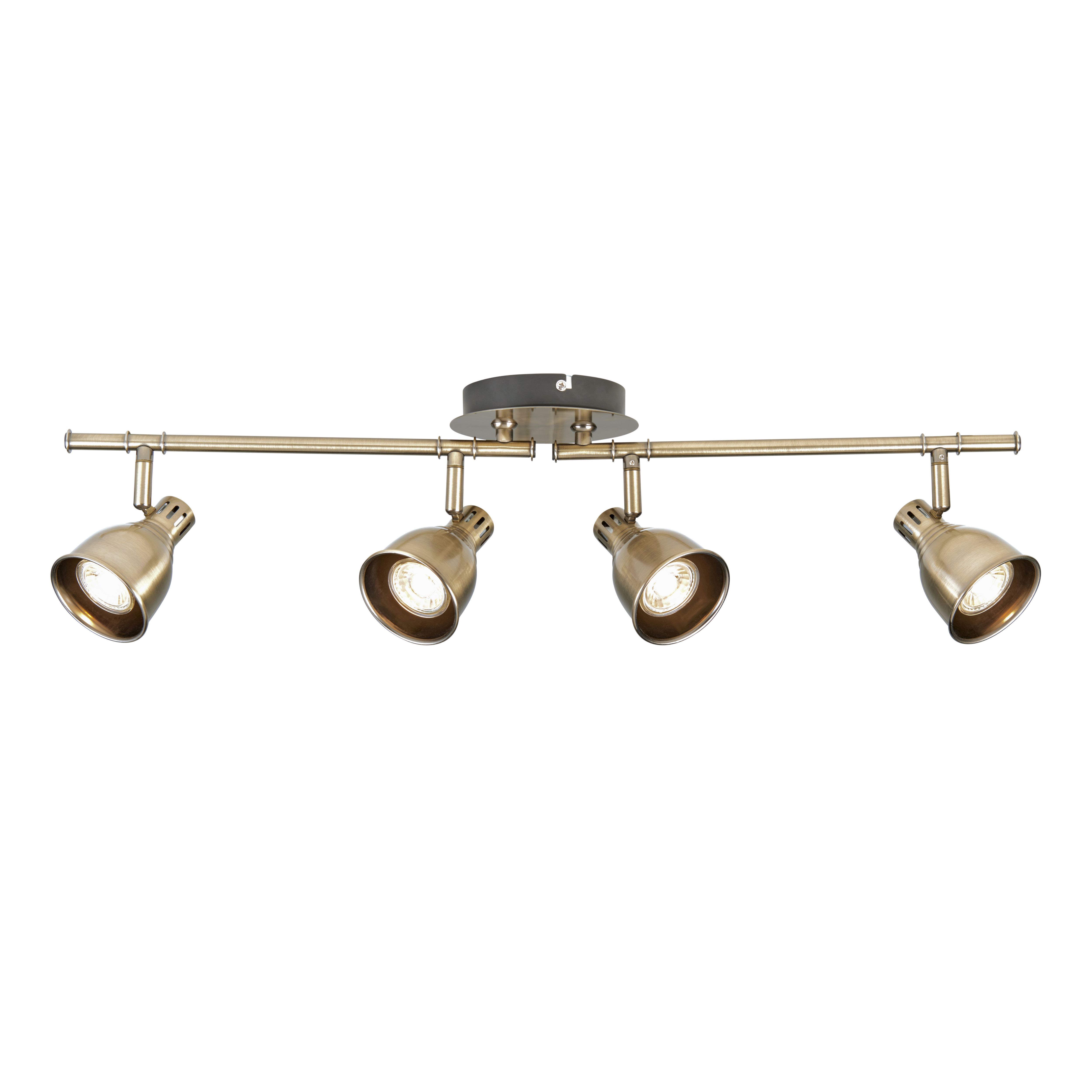 Colson Gold Antique brass effect 4 Light Spotlight bar