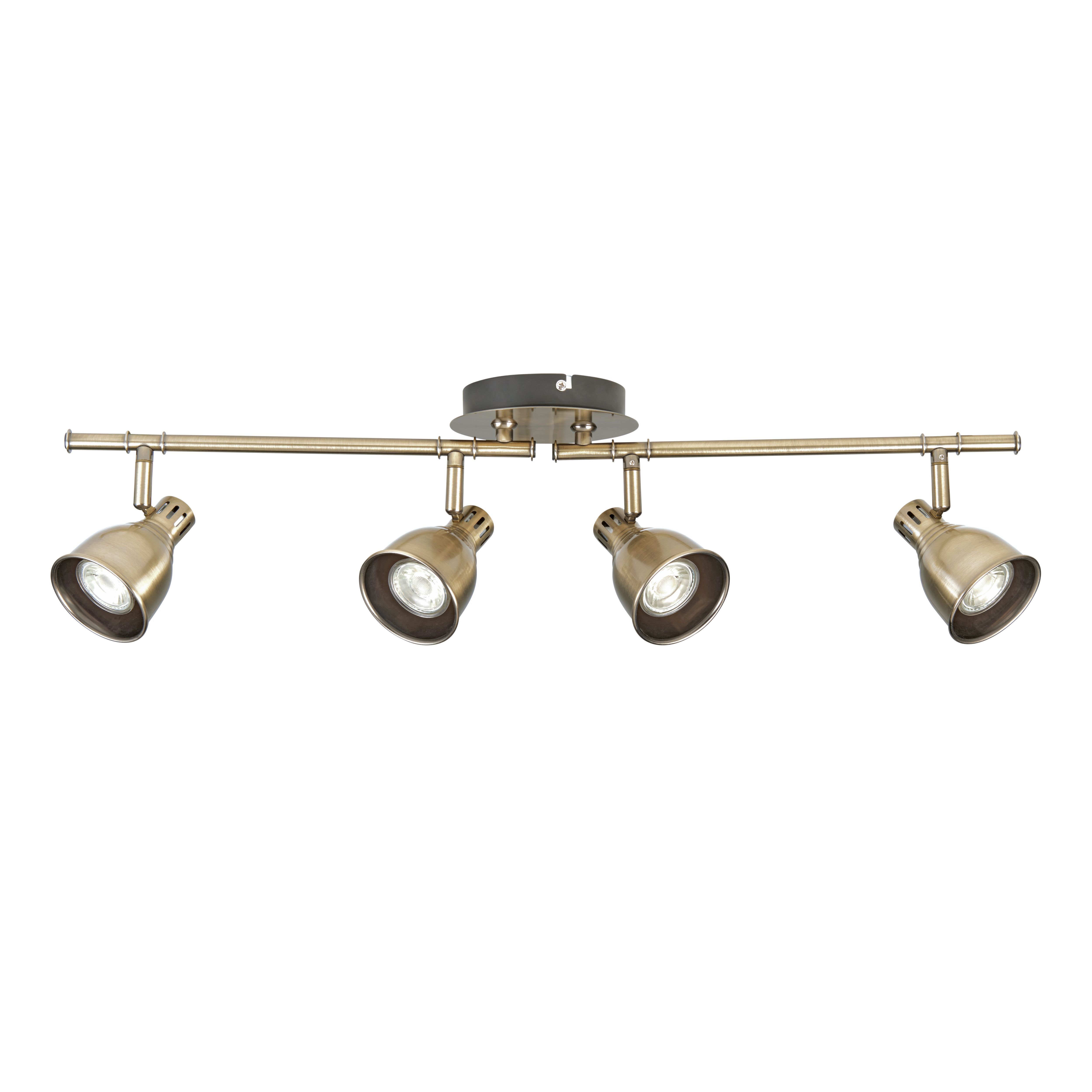Colson Gold Antique brass effect 4 Light Spotlight bar