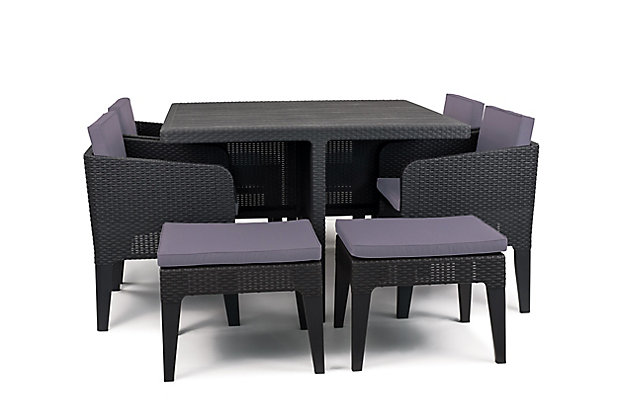 Columbia Plastic 8 Seater Dining Set, Plastic Garden Dining Table And Chairs