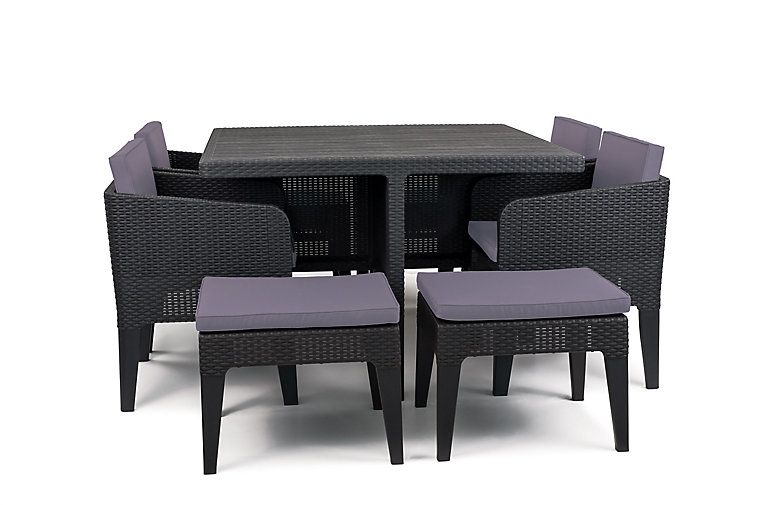 Keter Keter Columbia 8 Seater Outer Dining Set Table Chair Cushion Garden RRP £666 