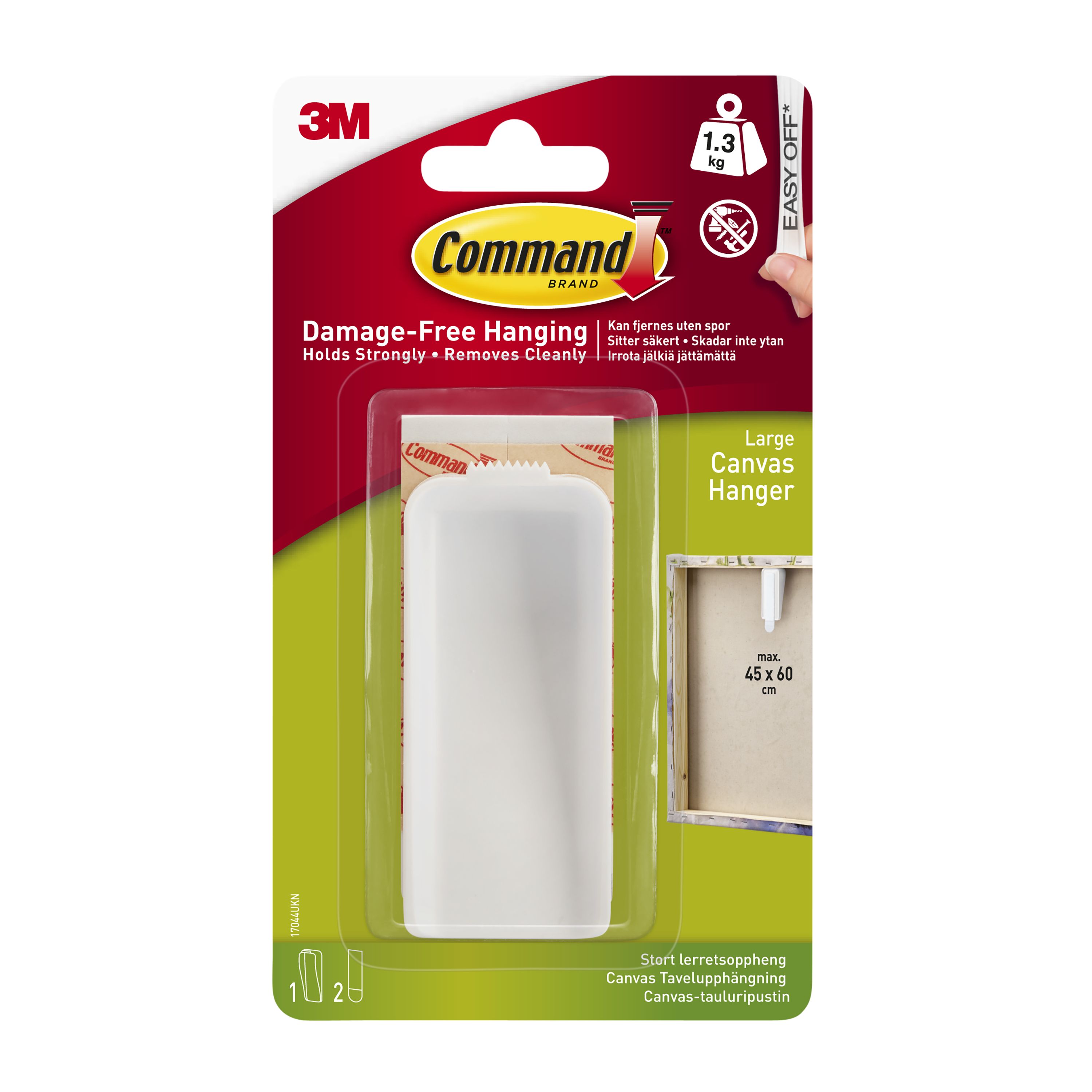 Command Large White Picture hanging Canvas hanger (Holds)1.3kg