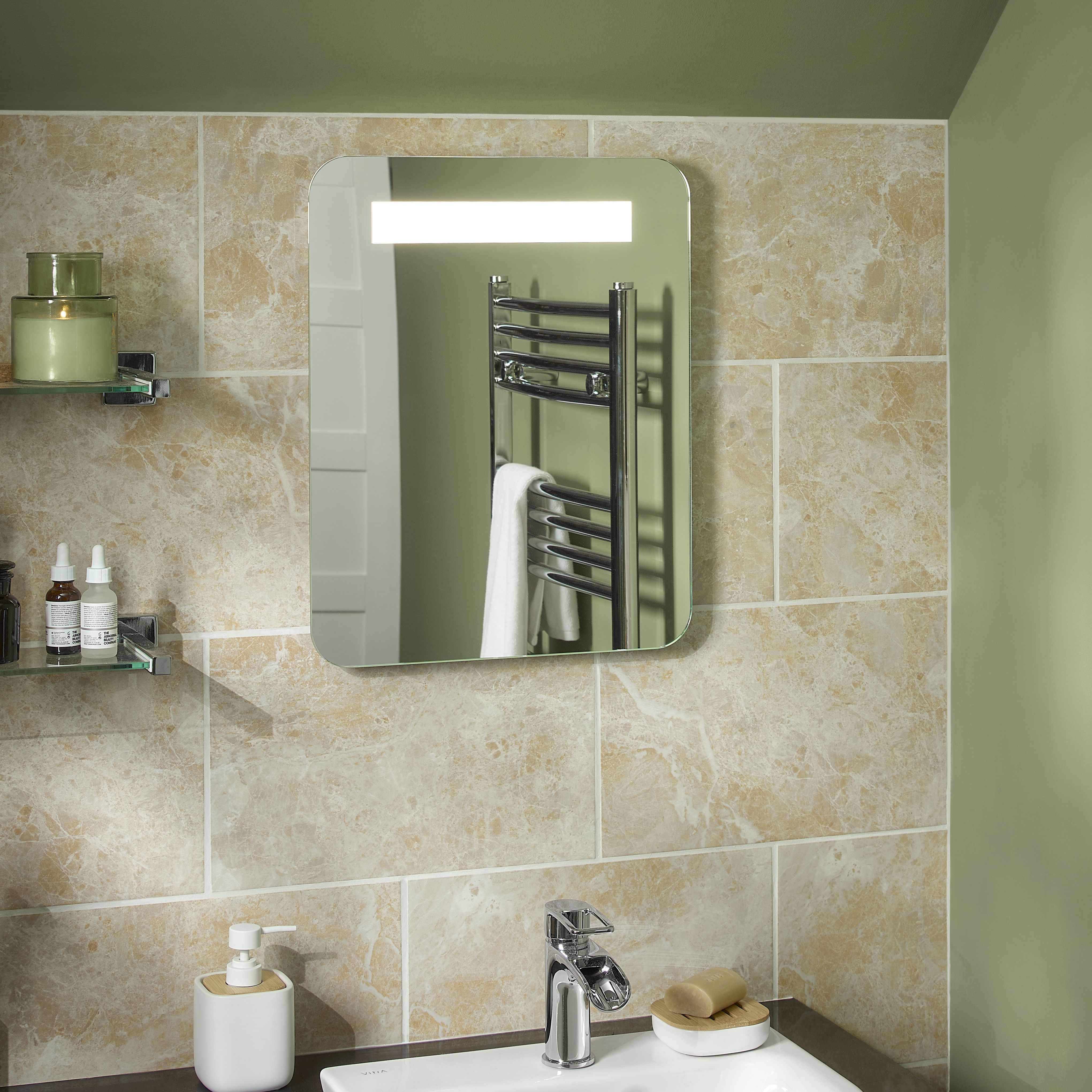 Commo Brown Gloss Flat Marble effect Ceramic Indoor Wall Tile, Pack of 10, (L)402.4mm (W)251.6mm