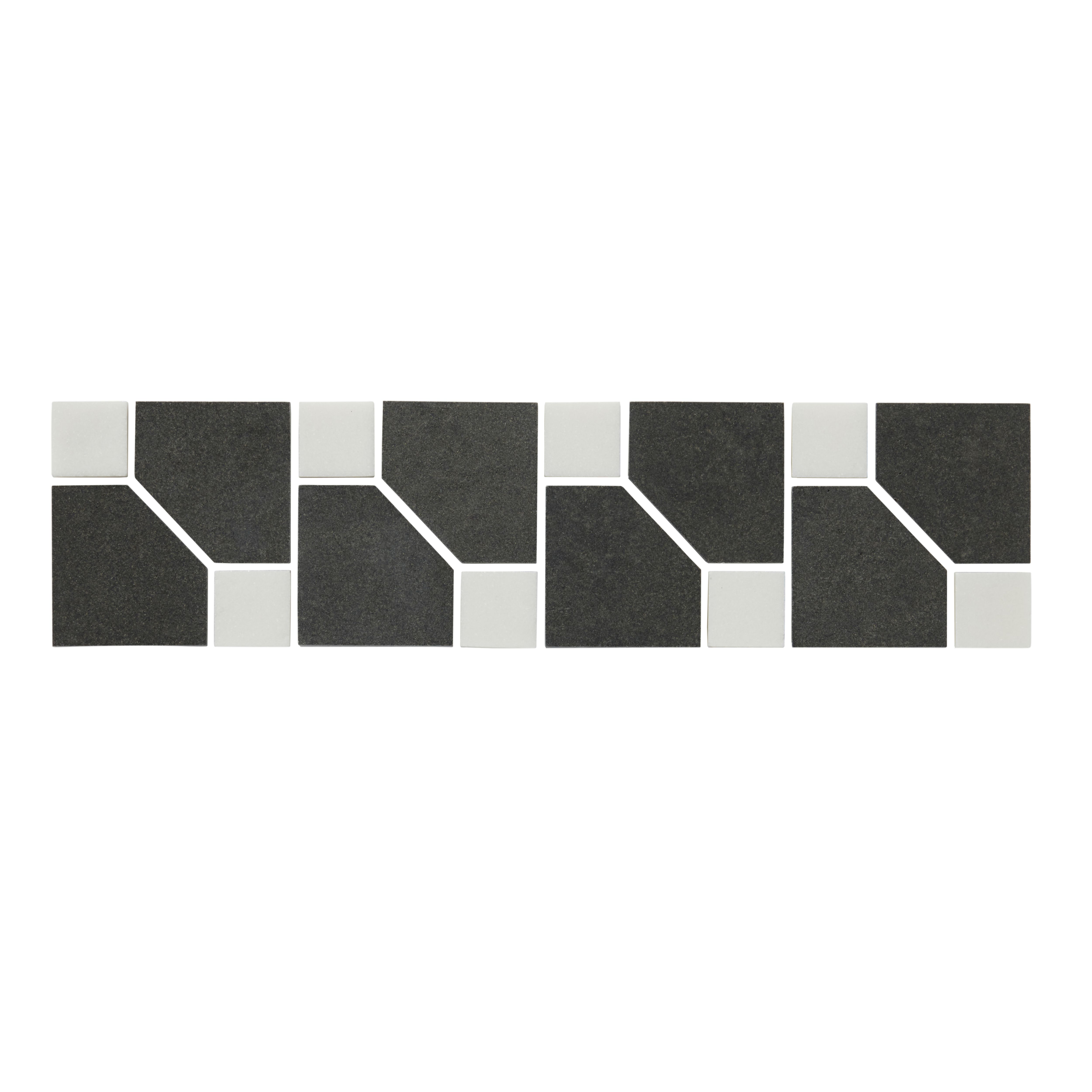 Comoey Black & white Natural stone Border tile, (L)320mm (W)80mm DIY
