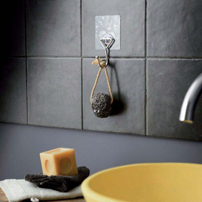 Compactor bath Chrome effect Steel J-shaped Single Hook (H)140mm (W)80mm