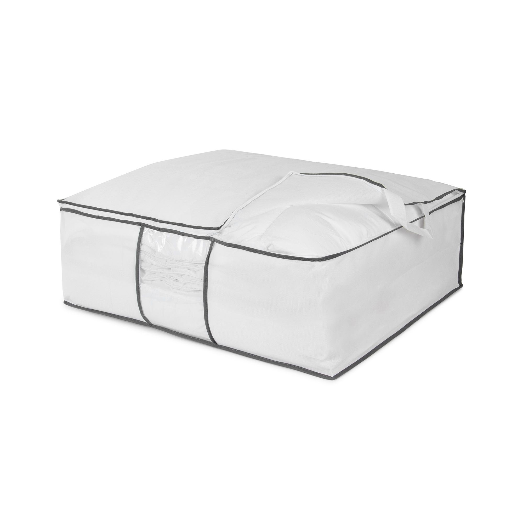Compactor Underbed Storage Bag, Underwear Organizer, Extra Flat, Made of  Non-Woven Polypropylene, Zipper Closure and Two Handles for Easy Carrying,  White / Gray - LIFE - Maison Method