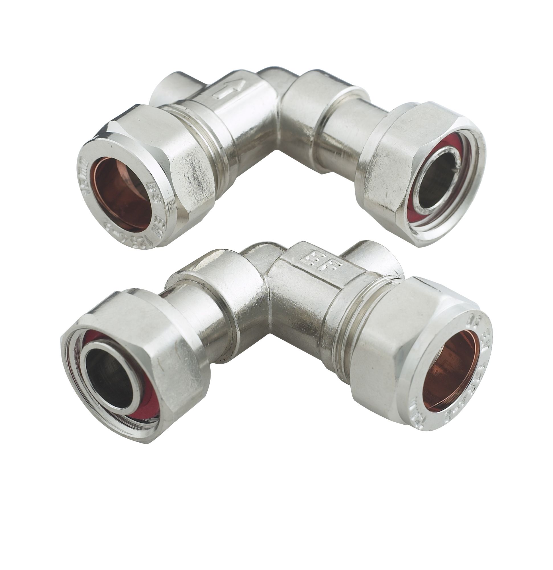 Compression 90° Pipe elbow (Dia)15mm, Pack of 2