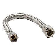 Compression Brass, rubber & stainless steel Hose 427002-WNP, (L)0.3m