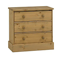 Compton Waxed Pine effect Pine 3 Drawer 3 over 4 Chest of drawers (H)739mm (W)755mm (D)400mm