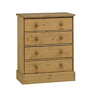 Compton Waxed Pine effect Pine 4 Drawer Chest of drawers (H)931mm (W)755mm (D)400mm