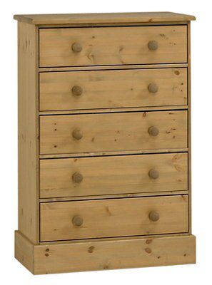 Compton Waxed Pine effect Pine 5 Drawer Chest of drawers (H)1123mm (W)755mm (D)400mm