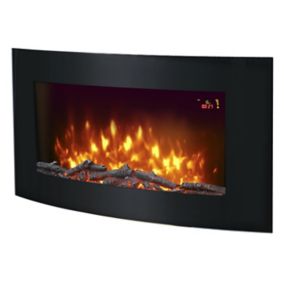 Contemporary 2kW Black Cast iron effect Electric Fire