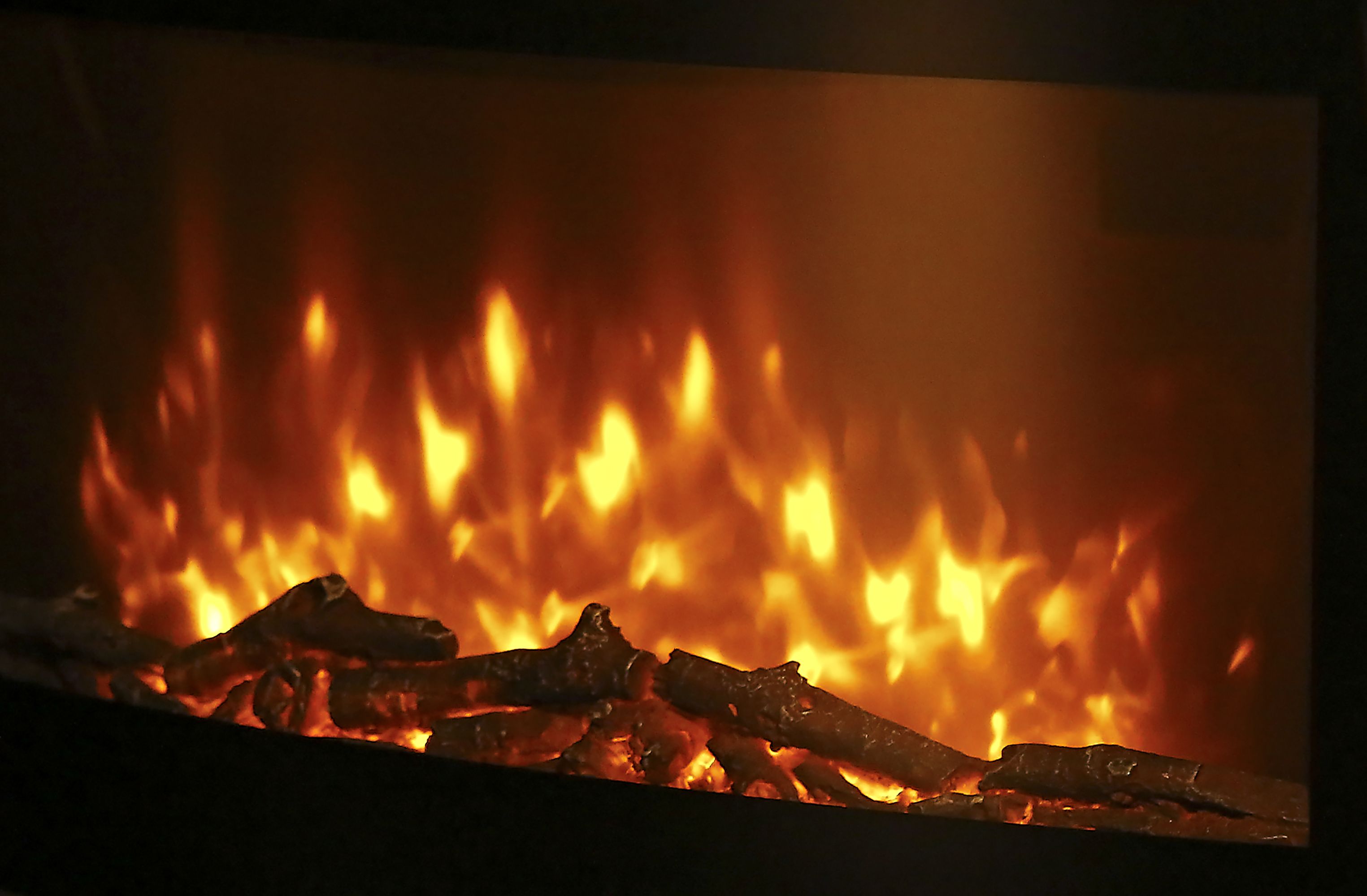 Contemporary 2kW Black Cast iron effect Electric Fire