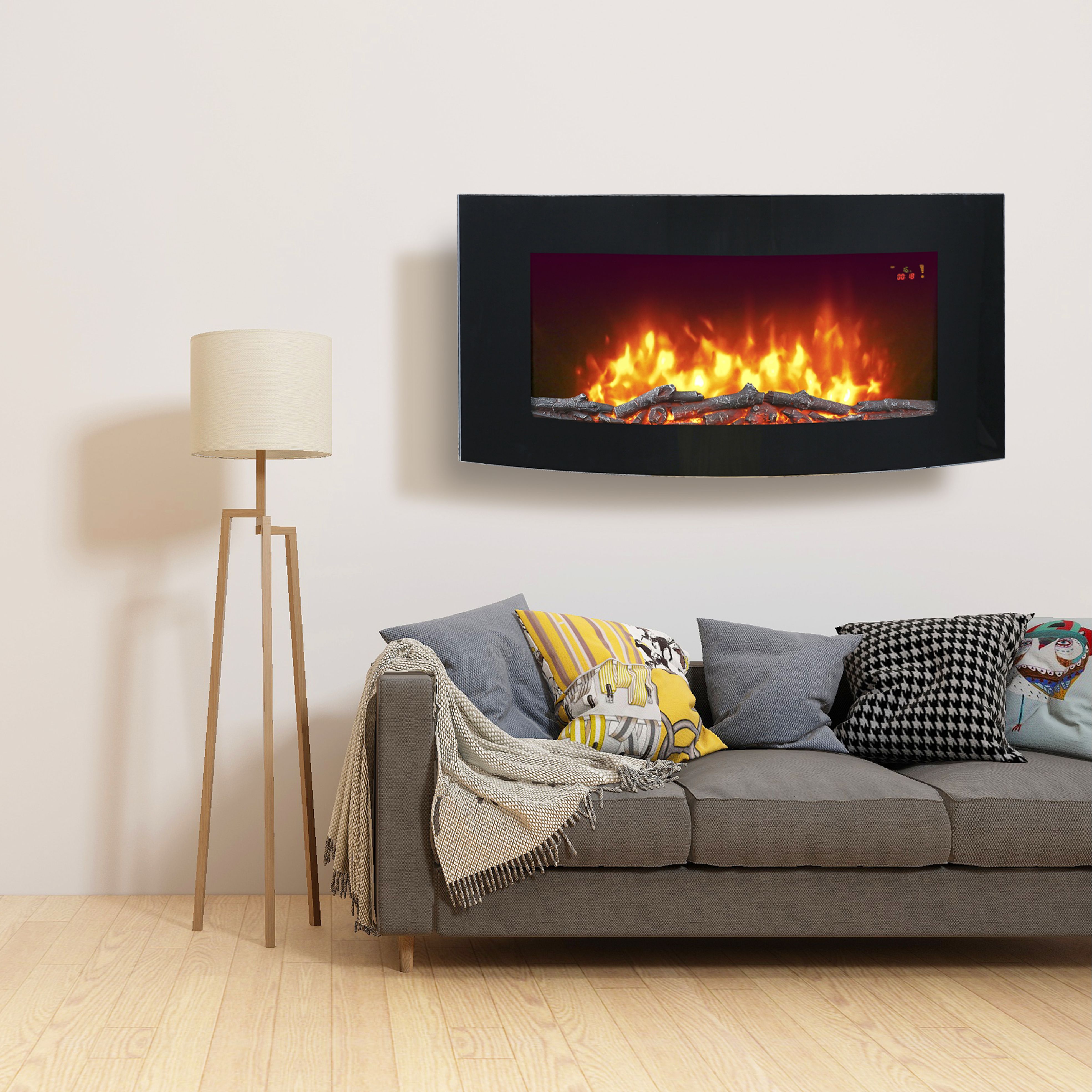Contemporary 2kW Gloss Black Cast iron effect Electric Fire | DIY at Bu0026Q