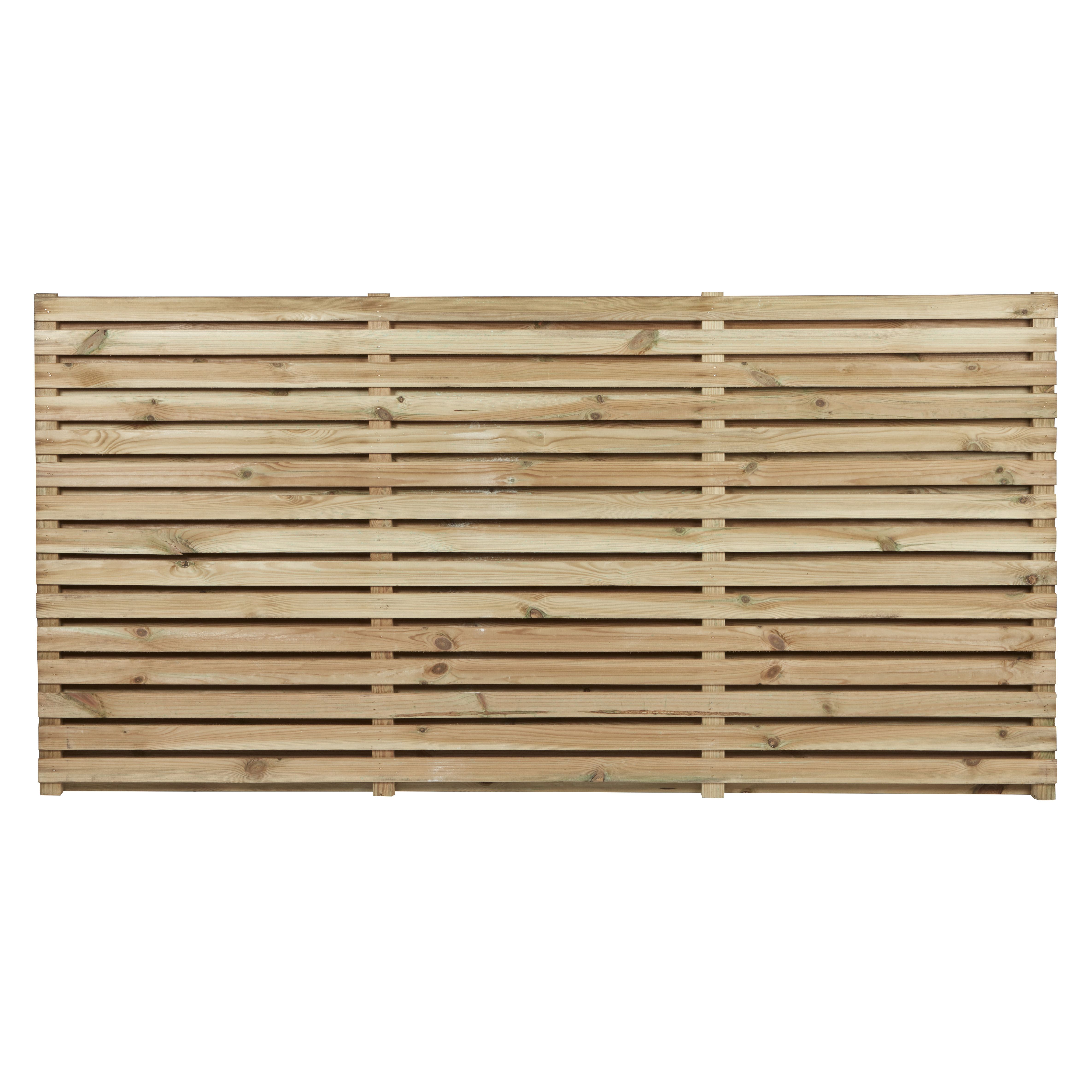 Contemporary Double slatted 3ft Wooden Fence panel (W)1.8m (H)0.9m, Pack of 5