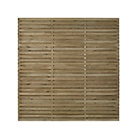 Contemporary Double slatted Double slatted Wooden Fence panel (W)1.8m (H)1.8m, Pack of 3