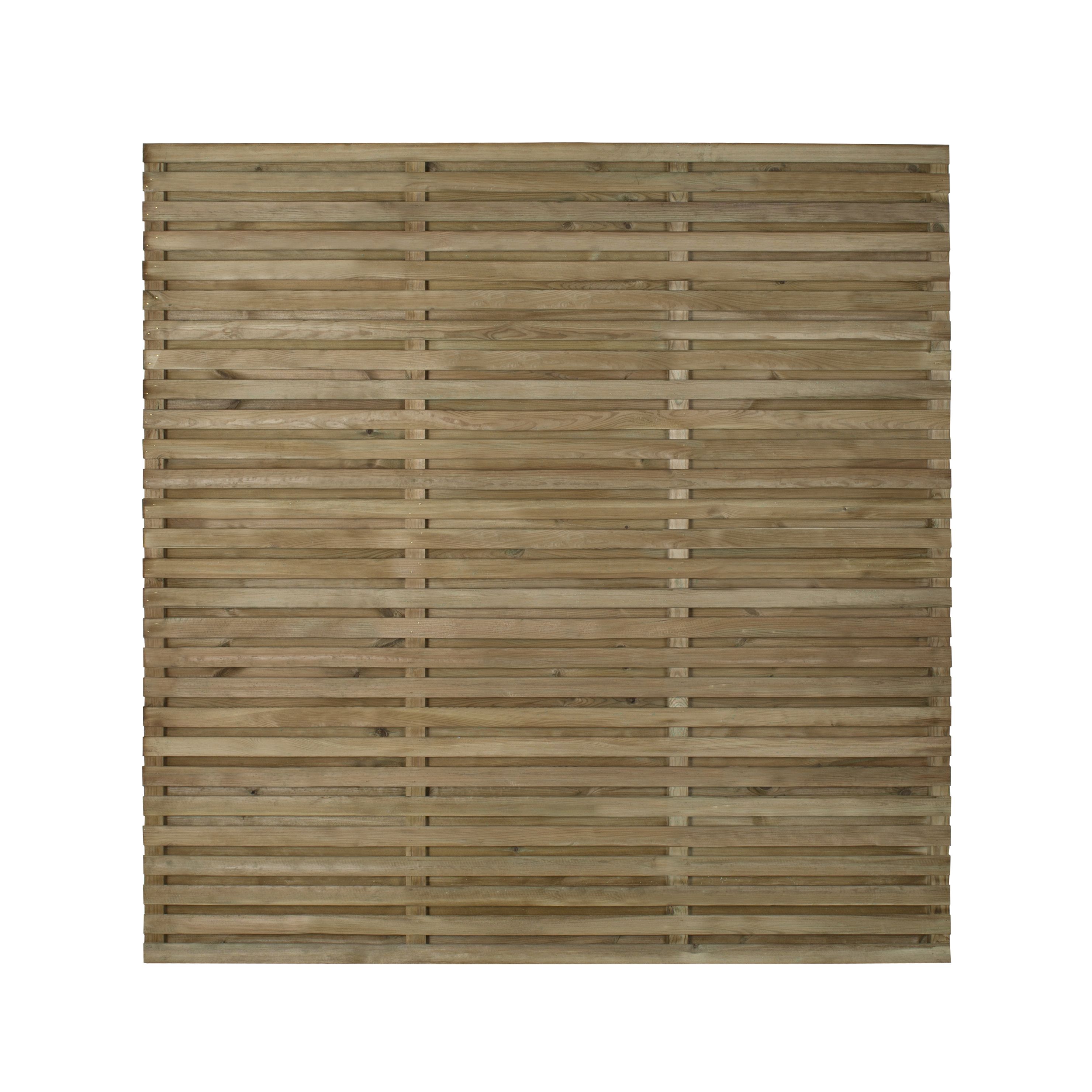 Contemporary Double slatted Green Wooden Fence panel (W)1.8m (H)1.8m, Pack of 5