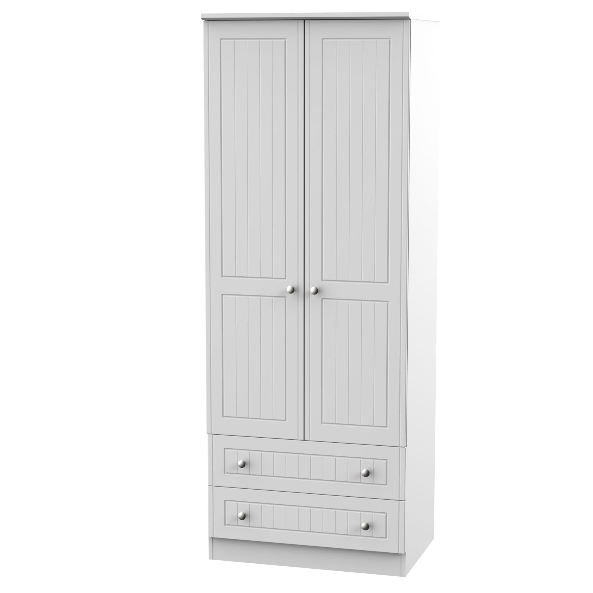 Contemporary Matt Grey 2 Drawer Tall Double Wardrobe (h)1970mm (w)740mm 