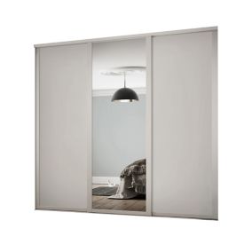 Contemporary Shaker Mirrored Matt dove grey 3 door Sliding Wardrobe Door kit (H)2260mm (W)2136mm